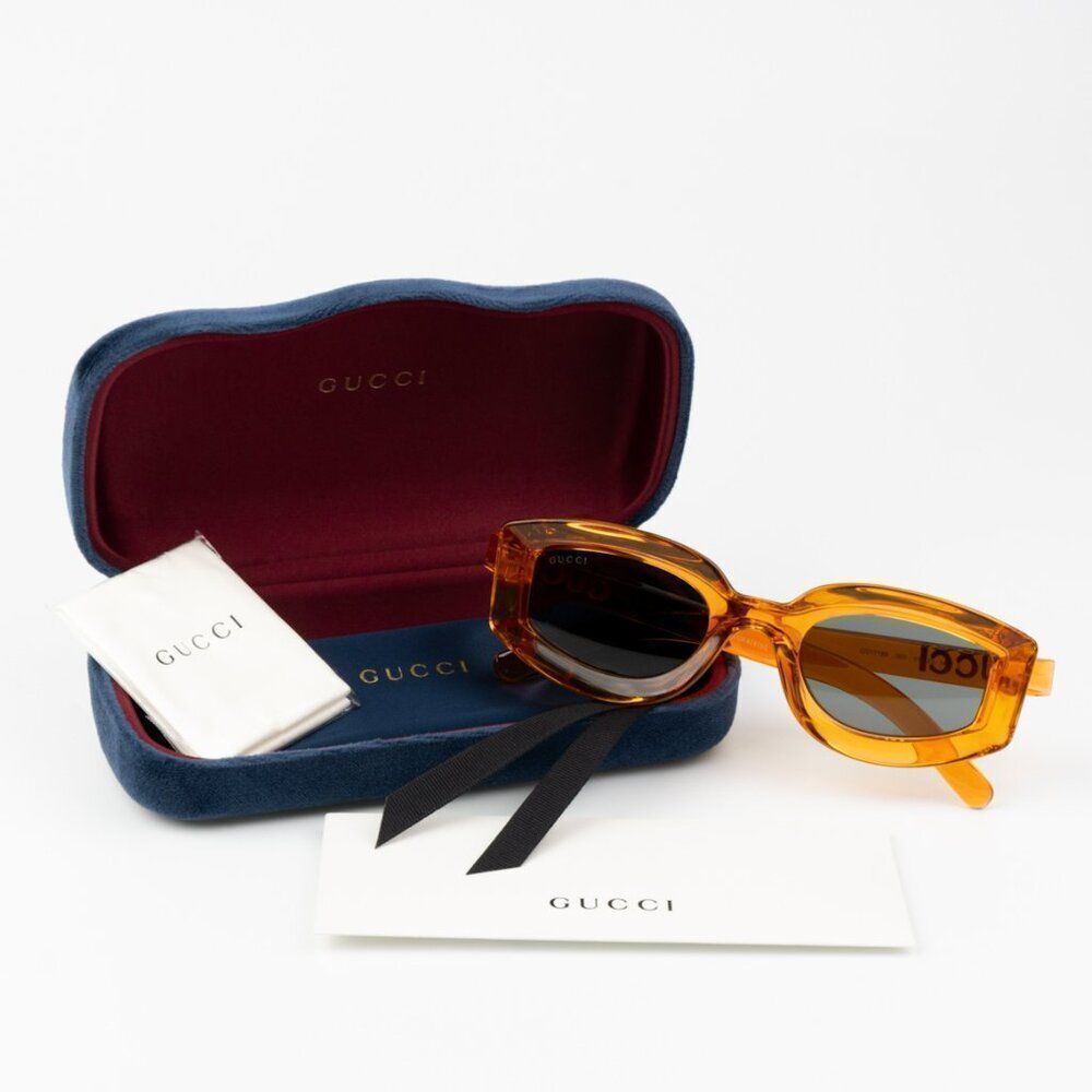 SALE! NEW Gucci GG1719S 005 Orange Grey Women Square Sunglasses GG 1719S - Picture 9 of 11